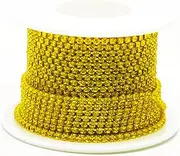 1 Roll 10 Yards Rhinestone Chain, 2mm Crystal Rhinestones Close Chain Roll, Sew on Crystal Rhinstone Chain Trim, Crystal Claw Cup Chain (Citrine/Lemon Yellow, SS6 / 2mm)