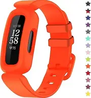 TopPerfekt Bands Compatible with Fitbit Ace 3 for Kids, Soft Silicone Waterproof Bracelet Accessories Sports Watch Strap Replacement for Fitbit Ace 3 Boys Girls (OrangeRed)