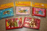 Lot of 7 Children’s Tri-fold Wallet Inside Zipper 3 Card Slots Barbie Hannah Mon