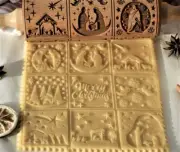 Nativity Embossed Rolling pin Springerle cookie mold Cutter Xmas gifts Christmas
