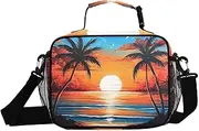 Palm Trees Sunset Insulated Lunch Box for Women Men - Ideal for Work, Picnics - Includes Adjustable Shoulder Strap
