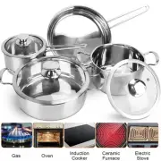 7 Pack Stainless Steel Cookware Set Induction Gas Pots Sauce Pans Frying Pan Set