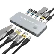 2x1 2 DP Input 1 DP Output Display 8K 30Hz 4K 144Hz KVM Switch Share 1 Monitor E