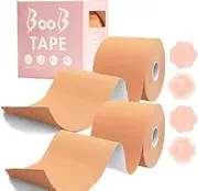 [Paloserd] Boob Tape for Breast Lift, 2 Box Breast Tape Lifting with Nipple Cover, Boobytape Nipple Tape Adhesive Push Up Tape Beige