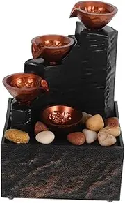 Kisangel Indoor Water Fountain Decor Mini Landscape Fountain Led Lights Pebble Tabletop Decor for Office Home Living Room