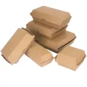 250x Brown Kraft Corrugated Cardboard Hot Dog Hamburger Boxes Takeaway Packaging