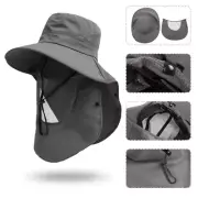 Summer Quick-drying Men Women Hat Outdoor Face Mask Wide Brim Bucket Hat