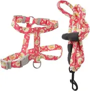 ERINGOGO Adjustable Cat Harness and Leash Lightweight and Compact Kitten Leash for Outdoor Use Fashionable Floral Design for Cats and Kittens
