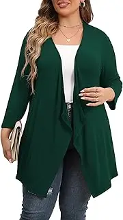 [TIANZHU] Women's Cardigan Lightweight 3/4 Sleeve Casual Open Front Lightweight Cardigan Drape Duster Pullover