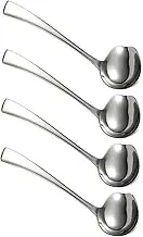 DONFAMDS Mirror Polished Long Metal Spoons 4pcs Stainless Steel Serving Spoons for Sauces Soups