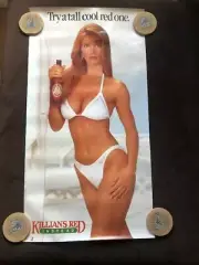 Killian's Red beer vintage 1988 "Cool Red One"white bikini girl poster 19" x 37"