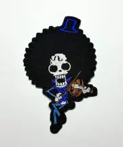 Embroidered Patch - Fiddle-Playing Skeleton - NEW - Very Unique! Iron-on/Sew-on