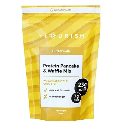 Flourish - Protein Pancake & Waffle Mix, Whey Protein Isolate & Flax Seed, Non-G