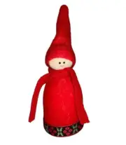 LARSSONS TRA Sweden Child RED HAT Knitted Scarf 5.5" TOMTE Figure DOLL New