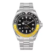 Oceaneva Men's Deep Marine Explorer GMT Watch 1250M Pro Diver Yellow and Black