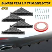 4pc Car Lower Rear Bumper Diffuser Splitter Lip Shark Fin Carbon Universal Look
