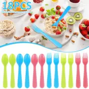 18Pcs Kids Forks and Spoons Set Food Grade PP Toddler Utensils Colorful Gnu