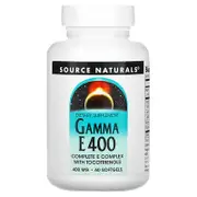 Source Naturals, Gamma E 400, Complete E Complex With Tocotrienols, 400 mg, 60 Softgels