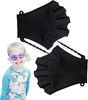 Swim Training Water Gloves, Anti-Slip Silicone Aquatic Fitness Gloves 15x15.6cm, Water-Resistant Hand Paddles for Pool Diving Exercise, Finger Webbed Design for Workouts