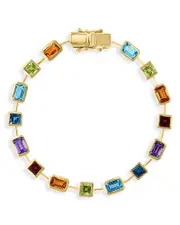 Bloomingdale's Fine Collection Multi Gemstone Bezel Link Bracelet in 14K Yellow Gold