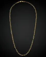 14K Italian Gold Polished Paperclip Chain Necklace