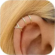 [Lilbitty] 2 Piece Gold Ear Cuff Set Non Piercing Ear Cuff with Two Soft Copper Ear Cuffs Hypoallergenic and Lightweight with Storage Box