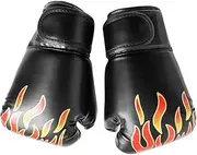 JUMPLAWN 1Pair Kickboxing Gloves Comfortable PU Thai Sparring Gloves for Training Wrist Wrap Design Stylish Fire