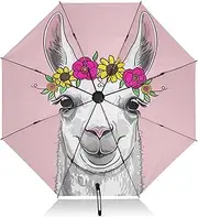 [RPLIFE] Umbrella for Rain, Lightweight Durable Automatic Open/close Umbrella for Women, Travel Umbrellas for Rain, Wind and Sun, Cute Alpaca