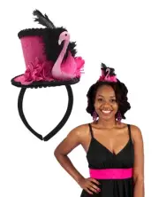 Women's Pink Fake Flamingo Mini Hat Headband Fascinator Mardi Gras Costume