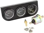 52mm 3 in 1 Auto Gauge Meter Kit, Voltage Gauge Water Temp Gauge Chrome Oil Pressure Sensor Triple Gauge Kit for Car Truck