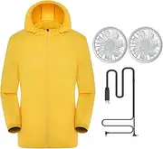 [GOODLUKY] Air-Conditioning Overalls, with 2 Fans 5V USB Cooling Jacket Uv Resistant Summer Ventilated Clothes for Outdoor Work Travel High Temp,Yellow,3XL