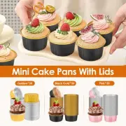 50 Pcs Mini Loaf Pans with Lids and Spoons Sealing Stickers Nonstick Mini MeIwv