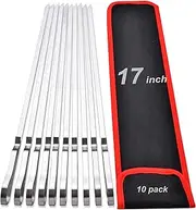 17 Inch Long Stainless Steel Skewers for Kabobs, Flat Shish Kabob Barbecue Skewers with Storage Bag - Metal BBQ Skewers for Grilling Meat, Chicken, Shrimp, Vegetables - 10 Pack