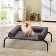 Petzly Cooling Dog Bed with Pillows for Large Dogs Washable Durable Black Medium