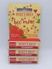 3 Pack Burt's Bees Bee Mine Moisturizing Lip Balm - Strawberry - Valentine's