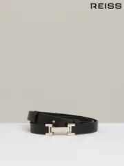 Reiss Black Hayley Leather Square Hinge Belt (208516) | $125