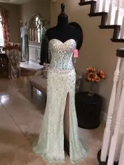 $459 NWT MINT LACE BLUSH BY ALEXIA PROM/PAGEANT/FORMAL DRESS/GOWN #9933 SIZE 2