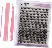 TOGEVAL 1Sets Cluster Lash Extensions Kit Individual Lash Clusters with Eyelash Remover Bond Seal DIY Eyelash Extension Tools Portable Pink Tool Kit for Home Use
