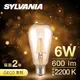 【SYLVANIA】LED燈絲燈泡 6W暖黃光 (全壓可亮/110V可調光) E27 (7.3折)