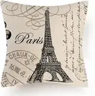 Wintopro Paris Linen Square Throw Pillow Case Decorative Durable 1pcs