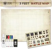 Battle Grid Game Mat - 36" x 24" - Table Top Role Playing Map - DnD Role Play - RPG Dungeons and Dragons Maps Tiles -