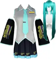 Miku Cosplay Costume Miku Dress Uniform Outfits Full Set with Socks Comic Con Halloween