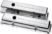 BILLET SPECIALTIES CHEVROLET SCRIPT POLISHED ALUMINUM SBC TALL VALVE COVERS