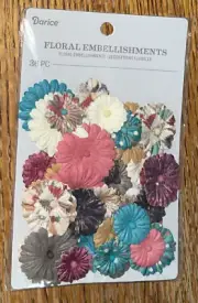 NEW Darice Button Daisy Floral Flowers Embellishment: Printed Mix Paterns 36 pcs