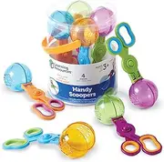 Learning Resources Handy Scoopers - 4 Pieces, Ages 3+ Toddler Learning Toys, Fine Motor and Sensory Toys, Sand Box Toys for Toddlers, Kid Tweezers