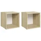 2pcs Wall Mount Cabinets White Sonoma Oak Wooden Cubes TV Bookshelf Shelf Rack