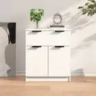 Modern Side Cabinet White Engineered Wood 2-Door Sideboard Storage Drawer
