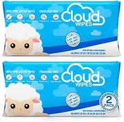 Cloud Wipes Pure Dry Cotton Baby Wipes Soft Durable Unscented Cloth Tissue for Sensitive Skin (2-Pack 200 Count)