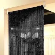 Door String Curtains,Rare Flat Silver 1 Pack(39.37"x78.74") Black