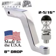 Andersen 8" Alumistinger Hitch Receiver Ball Mount Drop w/ 2-5/16" Hard Tow Ball